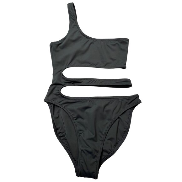 SKIMS Other - SKIMS Swim One Shoulder Monokini Gunmetal Womens XS